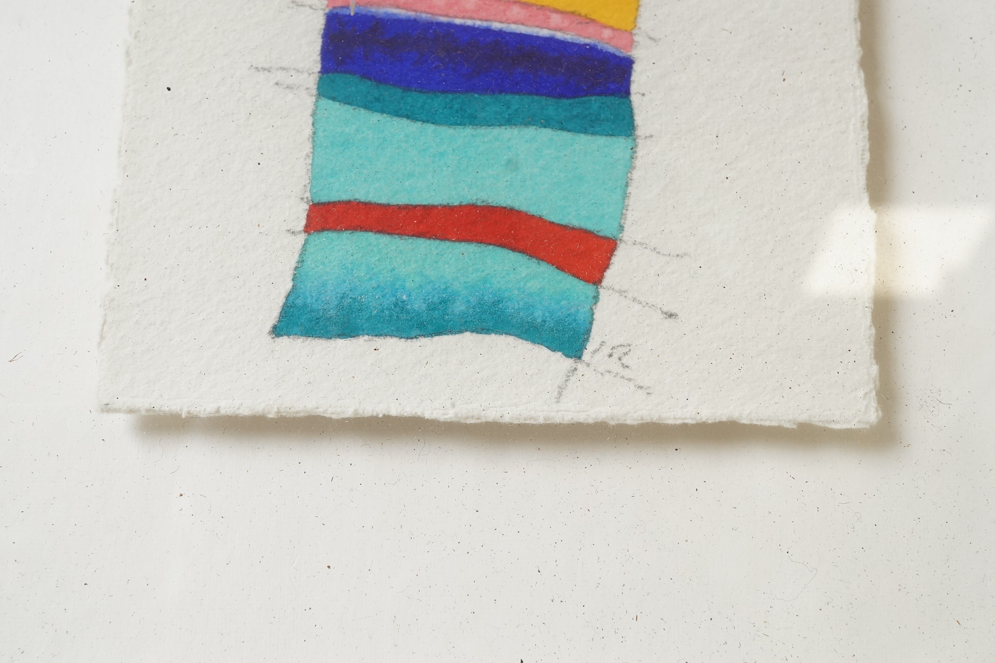 Sri Lankan School, three untitled abstracts, framed as one, indistinctly signed and dated 2006 verso, watercolours, each 14 x 11cm